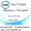 Shantou poort zeevracht verzending naar Newport